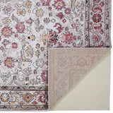 Armant Space-dyed Ornamental Area Rug w/Border, Gray/Pink, 9ft-5in x 12ft-5in
