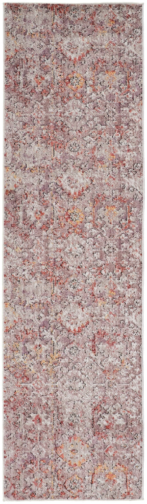 Armant Bohemian Space-dyed Ornamental Runner, Pink/Gray, 2ft - 3in x 7ft - 9in