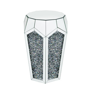 Noralie Glam End Table Beveled Mirrored • Glass 4mm • Acrylic Faux Diamonds 88007-ACME