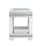 Noralie Glam End Table Beveled Mirrored • Glass 4mm • Acrylic Faux Diamonds 88022-ACME