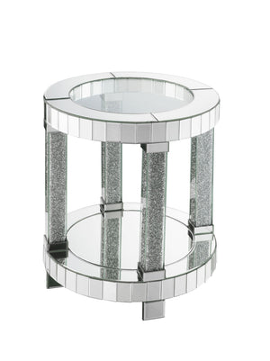 Noralie Glam End Table Beveled Mirrored • Glass 4mm • Acrylic Faux Diamonds 88027-ACME