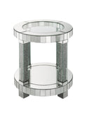 Noralie Glam End Table Beveled Mirrored • Glass 4mm • Acrylic Faux Diamonds 88027-ACME