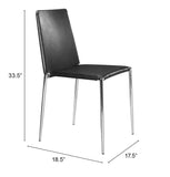 Zuo Modern Alex 100% Polyurethane, Plywood, Steel Modern Commercial Grade Dining Chair Set - Set of 4 Black, Chrome 100% Polyurethane, Plywood, Steel