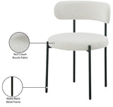 Beacon Boucle Fabric / Iron / Foam Contemporary Cream Boucle Fabric Dining Chair - 22" W x 21" D x 30" H