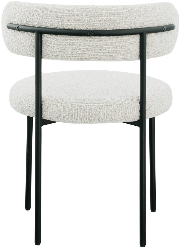 Beacon Boucle Fabric / Iron / Foam Contemporary Cream Boucle Fabric Dining Chair - 22" W x 21" D x 30" H