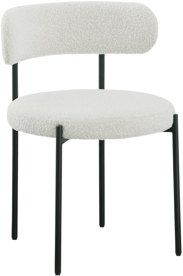 Beacon Boucle Fabric / Iron / Foam Contemporary Cream Boucle Fabric Dining Chair - 22" W x 21" D x 30" H