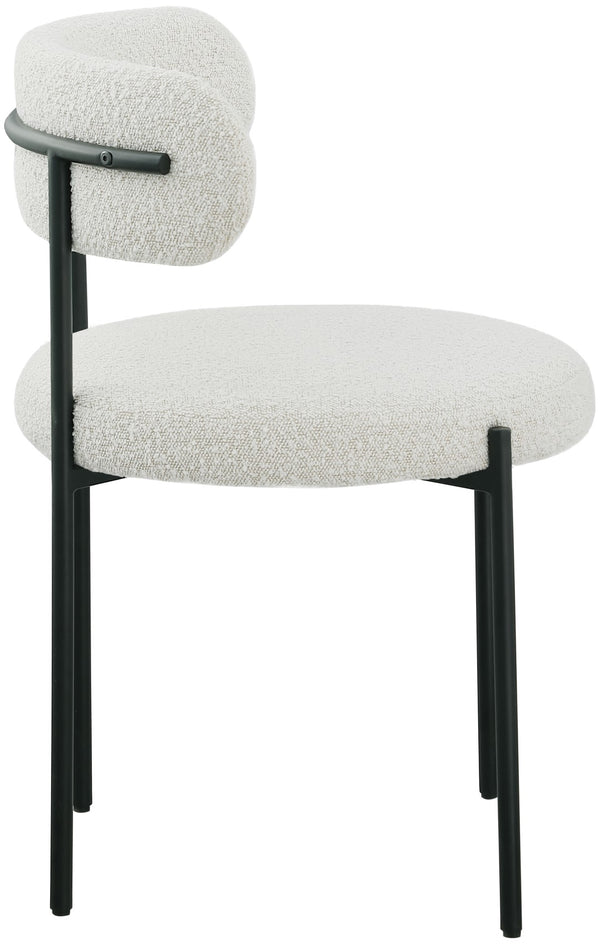 Beacon Boucle Fabric / Iron / Foam Contemporary Cream Boucle Fabric Dining Chair - 22" W x 21" D x 30" H