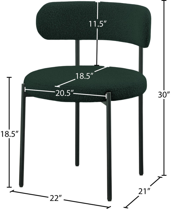 Beacon Boucle Fabric / Iron / Foam Contemporary Green Boucle Fabric Dining Chair - 22" W x 21" D x 30" H