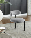 Beacon Boucle Fabric / Iron / Foam Contemporary Grey Boucle Fabric Dining Chair - 22" W x 21" D x 30" H