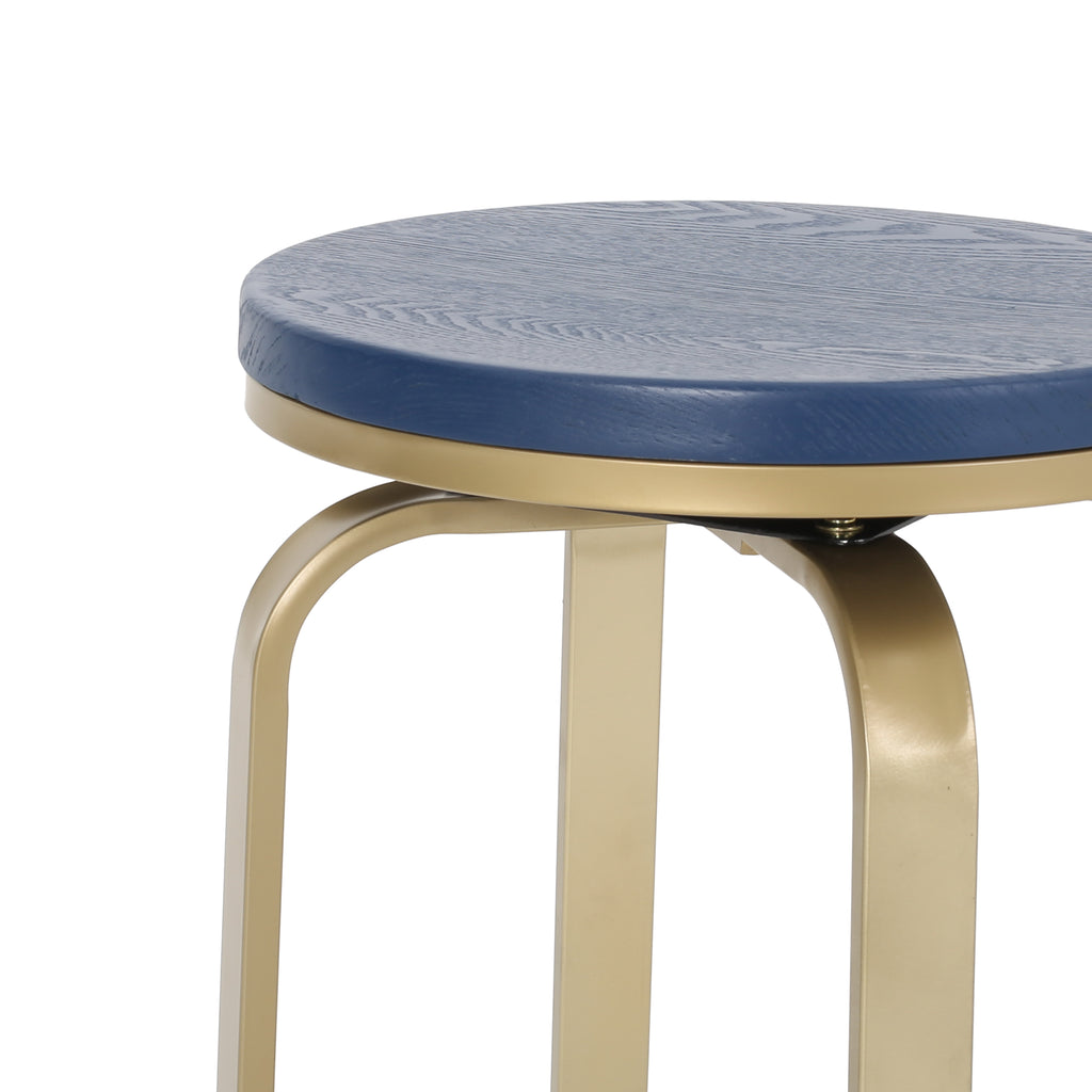 Noble House Skyla Modern Industrial Swiveling Counter Stool (Set of 2), Blue and Gold