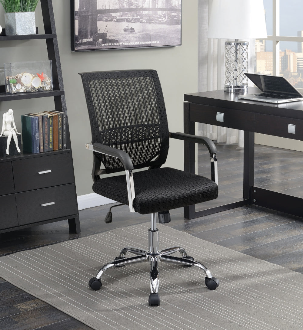 Contemporary Adjustable Height Office Chair with Breathable Mesh and Chrome Finish for Comfort