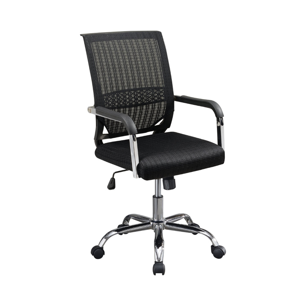 Contemporary Adjustable Height Office Chair with Breathable Mesh and Chrome Finish for Comfort