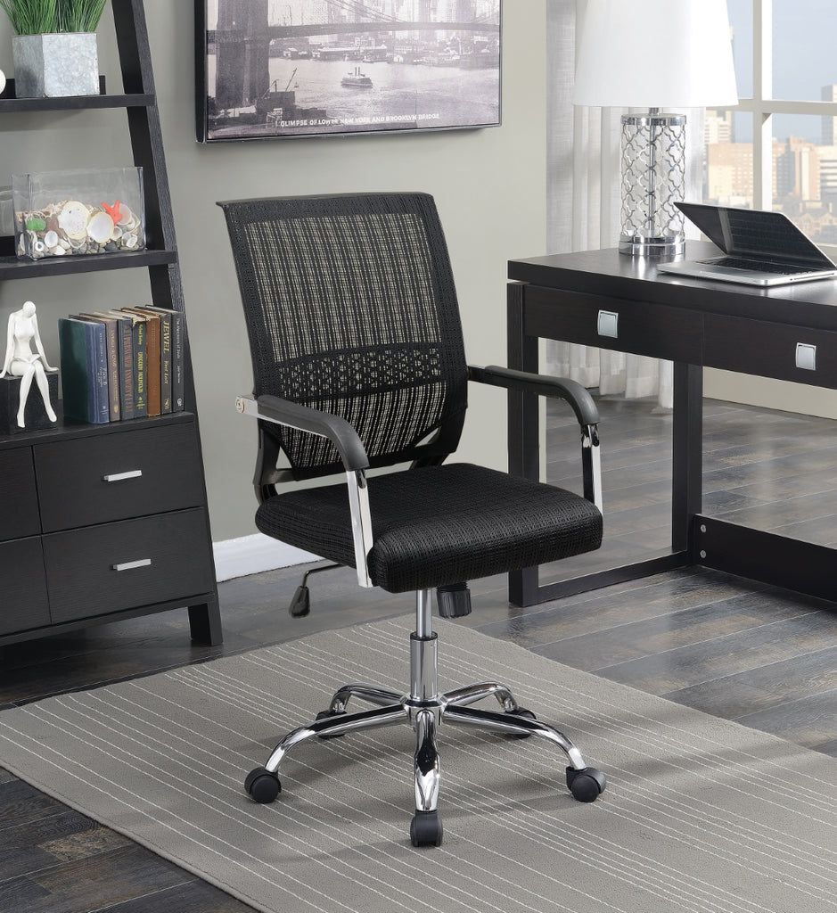 Contemporary Adjustable Height Office Chair Black and Chrome