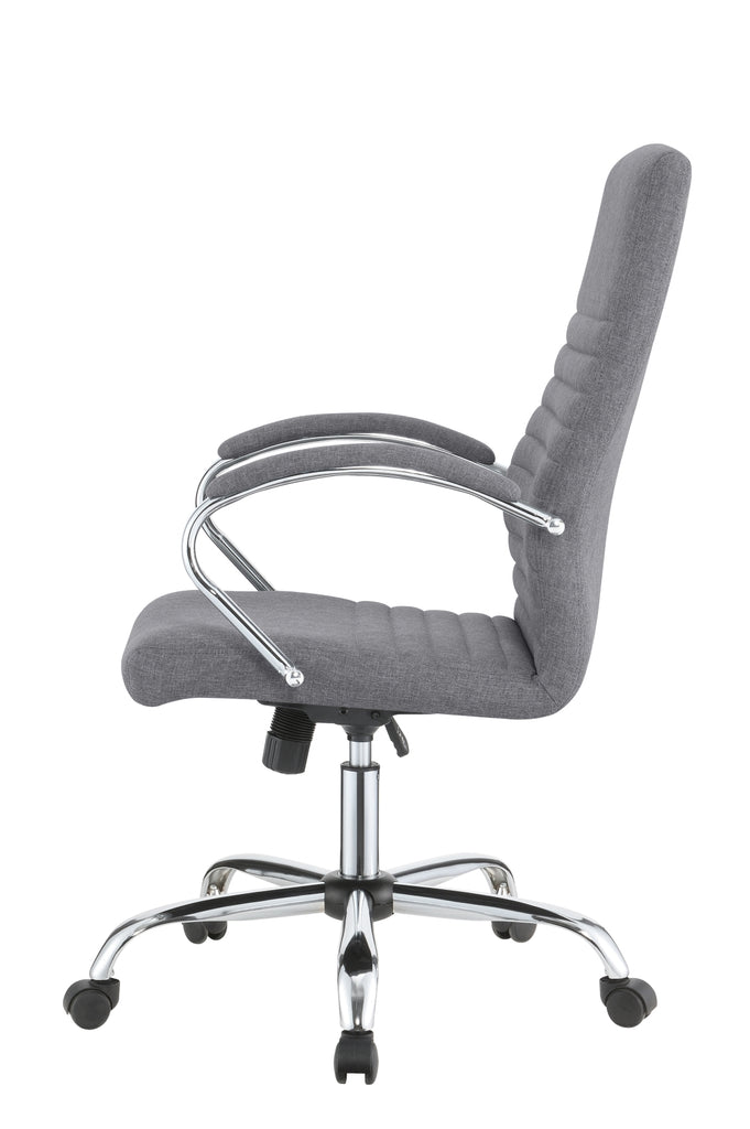Contemporary Upholstered Office Chair with Casters Grey and Chrome