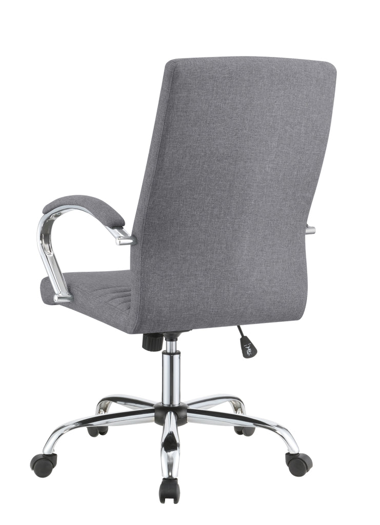 Contemporary Upholstered Office Chair with Casters Grey and Chrome