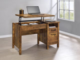 Delwin Country Rustic Lift Top Office Desk with File Cabinet Antique Nutmeg