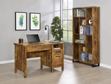 Delwin Country Rustic Lift Top Office Desk with File Cabinet Antique Nutmeg