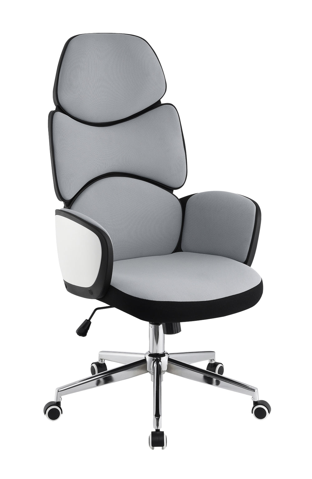 Modern Ergonomic Upholstered Office Chair in Light Grey with Chrome Casters for Ultimate Comfort