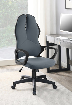 Modern Upholstered Office Chair Dark Grey and Black