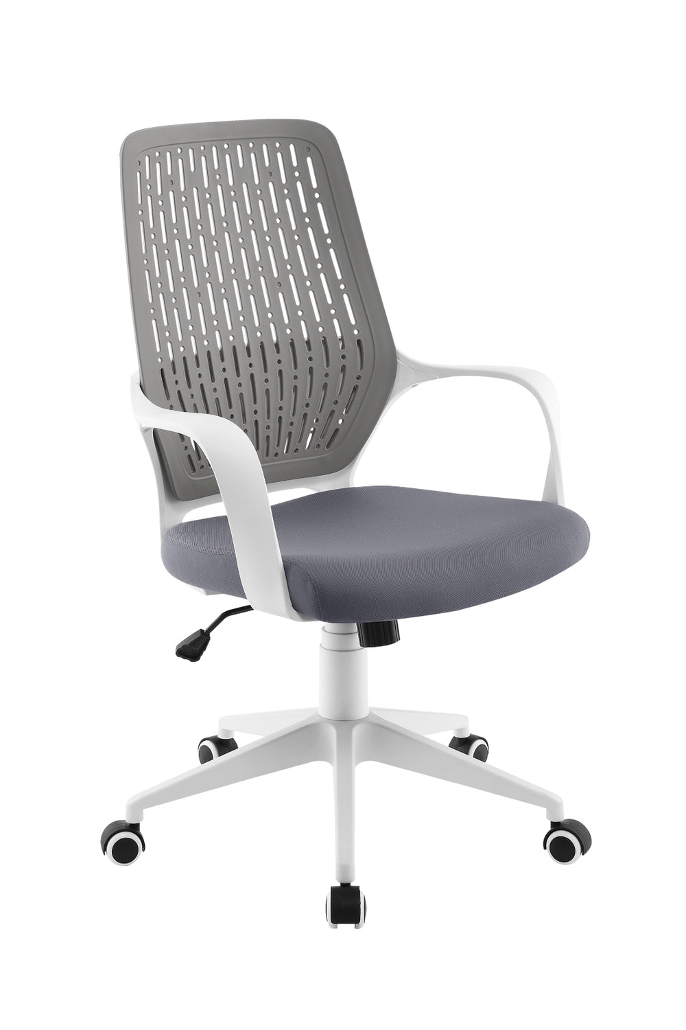 Modern Adjustable Height Office Chair in Chic Grey & White Design for Compact Workspaces