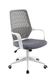 Modern Adjustable Height Upholstered Office Chair Grey and White