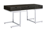 Noorvik Contemporary 3-drawer Writing Desk Dark Oak and Chrome