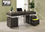 Noorvik Contemporary 3-drawer Writing Desk Dark Oak and Chrome