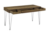 Samson Modern 3-drawer Writing Desk Brown Oak and Chrome