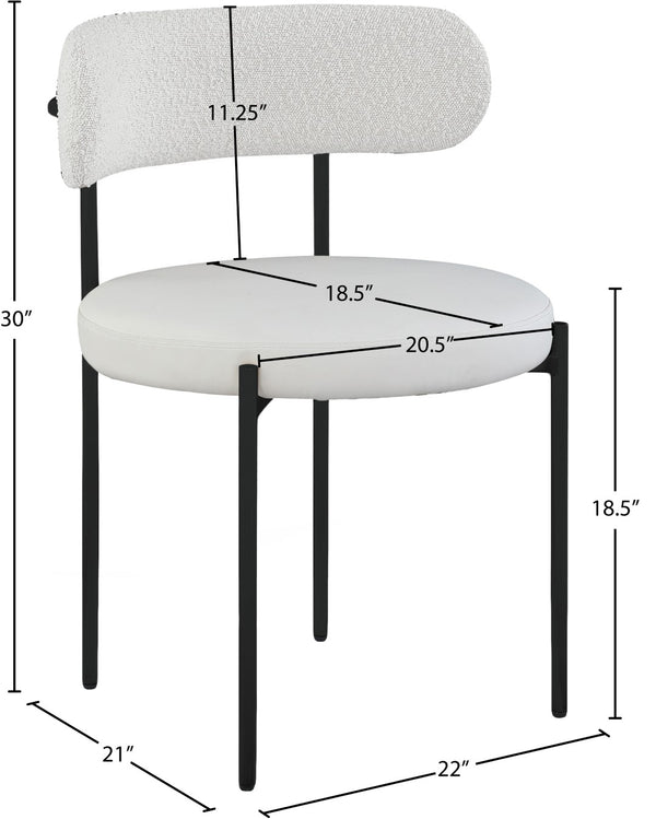 Beacon Boucle Fabric / Faux Leather / Iron / Foam Contemporary Cream Faux Leather and Boucle Fabric Dining Chair - 22" W x 21" D x 30" H