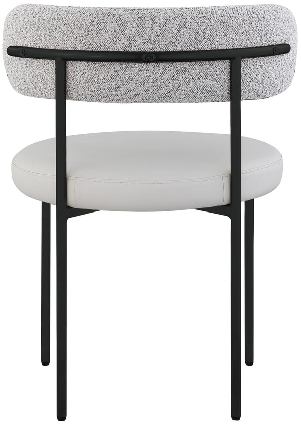 Beacon Boucle Fabric / Faux Leather / Iron / Foam Contemporary Taupe Faux Leather and Boucle Fabric Dining Chair - 22" W x 21" D x 30" H