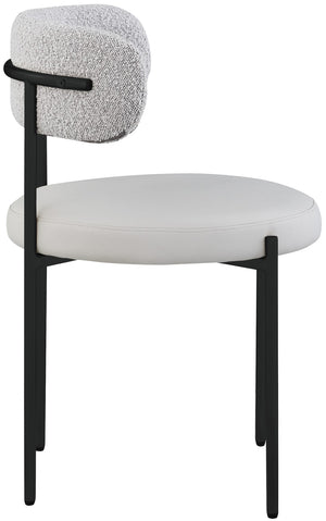 Beacon Boucle Fabric / Faux Leather / Iron / Foam Contemporary Taupe Faux Leather and Boucle Fabric Dining Chair - 22" W x 21" D x 30" H