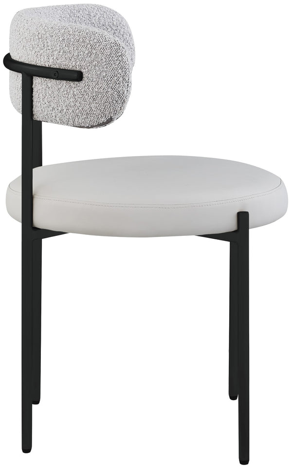 Beacon Boucle Fabric / Faux Leather / Iron / Foam Contemporary Taupe Faux Leather and Boucle Fabric Dining Chair - 22" W x 21" D x 30" H