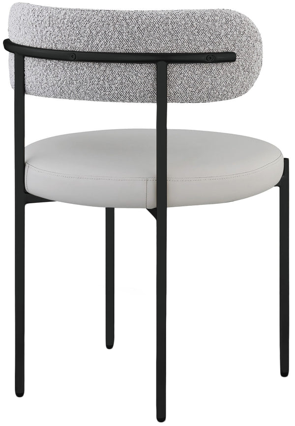 Beacon Boucle Fabric / Faux Leather / Iron / Foam Contemporary Taupe Faux Leather and Boucle Fabric Dining Chair - 22" W x 21" D x 30" H