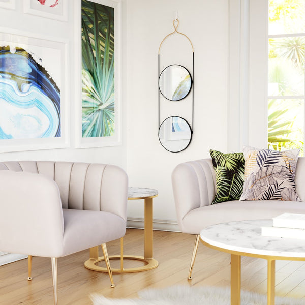 Zuo Modern Zodiac Steel, Glass Modern Commercial Grade Mirror Gold, Black Steel, Glass