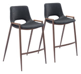 Zuo Modern Desi 100% Polyurethane, Plywood, Steel Modern Commercial Grade Counter Stool Set - Set of 2 Black, Walnut 100% Polyurethane, Plywood, Steel