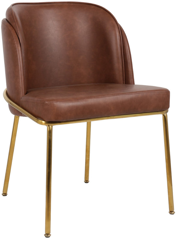 Jagger Faux Leather / Iron / Engineered Wood / Foam Contemporary Brown Faux Leather Dining Chair - 22" W x 23" D x 31" H