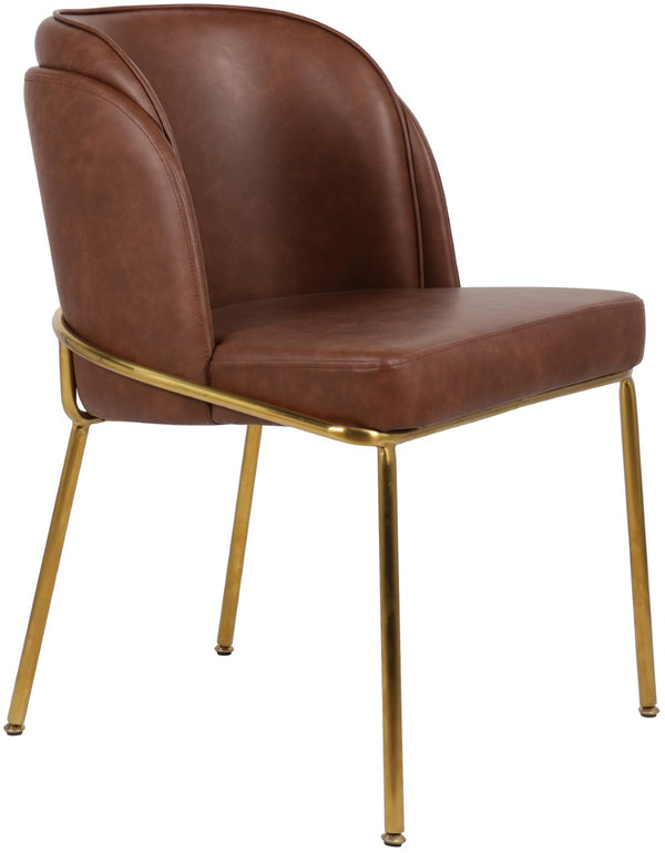 Jagger Faux Leather / Iron / Engineered Wood / Foam Contemporary Brown Faux Leather Dining Chair - 22" W x 23" D x 31" H