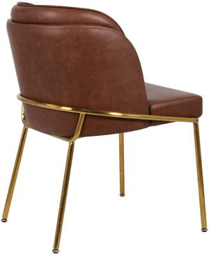 Jagger Faux Leather / Iron / Engineered Wood / Foam Contemporary Brown Faux Leather Dining Chair - 22" W x 23" D x 31" H