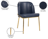 Jagger Faux Leather / Iron / Engineered Wood / Foam Contemporary Navy Faux Leather Dining Chair - 22" W x 23" D x 31" H