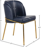 Jagger Faux Leather / Iron / Engineered Wood / Foam Contemporary Navy Faux Leather Dining Chair - 22" W x 23" D x 31" H