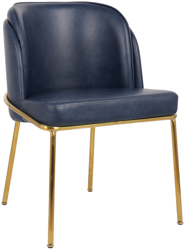 Jagger Faux Leather / Iron / Engineered Wood / Foam Contemporary Navy Faux Leather Dining Chair - 22" W x 23" D x 31" H
