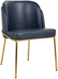 Jagger Faux Leather / Iron / Engineered Wood / Foam Contemporary Navy Faux Leather Dining Chair - 22" W x 23" D x 31" H