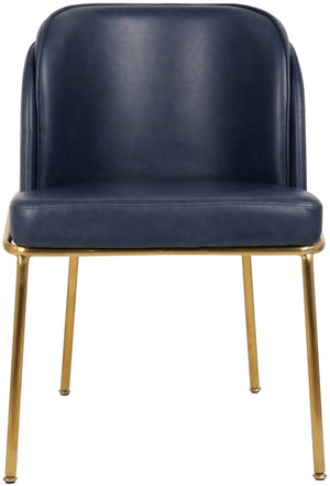 Jagger Faux Leather / Iron / Engineered Wood / Foam Contemporary Navy Faux Leather Dining Chair - 22" W x 23" D x 31" H