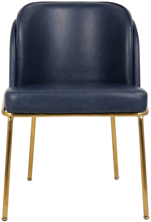 Jagger Faux Leather / Iron / Engineered Wood / Foam Contemporary Navy Faux Leather Dining Chair - 22" W x 23" D x 31" H