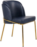 Jagger Faux Leather / Iron / Engineered Wood / Foam Contemporary Navy Faux Leather Dining Chair - 22" W x 23" D x 31" H