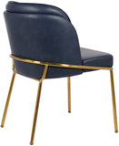 Jagger Faux Leather / Iron / Engineered Wood / Foam Contemporary Navy Faux Leather Dining Chair - 22" W x 23" D x 31" H