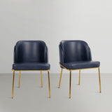 Jagger Faux Leather / Iron / Engineered Wood / Foam Contemporary Navy Faux Leather Dining Chair - 22" W x 23" D x 31" H