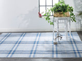 Crosby Eco-Friendly PET Dhurrie, Navy/Sky Blue/White, 8ft x 10ft Area Rug