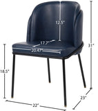 Jagger Faux Leather / Iron / Engineered Wood / Foam Contemporary Navy Faux Leather Dining Chair - 22" W x 23" D x 31" H