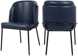 Jagger Faux Leather / Iron / Engineered Wood / Foam Contemporary Navy Faux Leather Dining Chair - 22" W x 23" D x 31" H